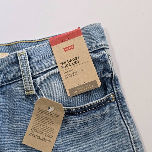 NWT Levi's 94 Baggy Wide Leg Jeans Y2K Size 27 Blue Light Wash - Picture 7 of 7